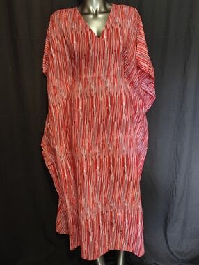 Red Striped V-Neck Women’s Dress
